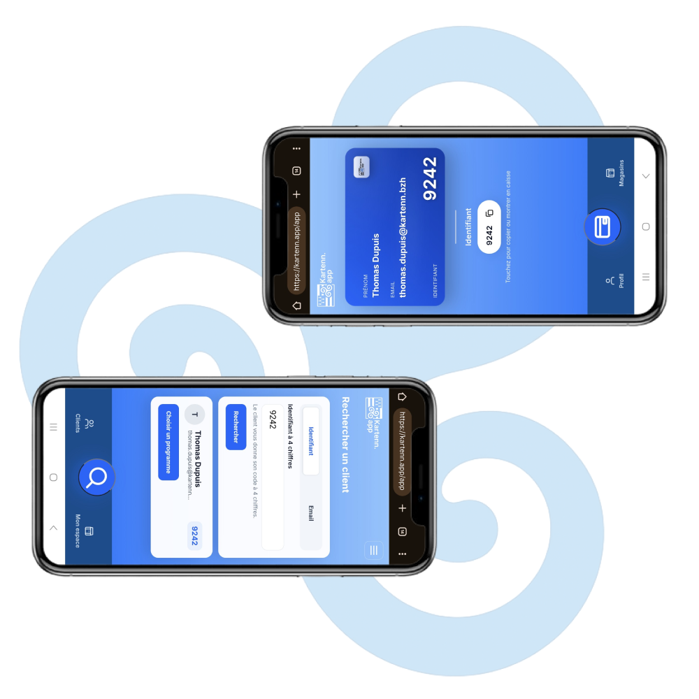 Aperçu de l’application Kartenn.app affichée sur téléphone